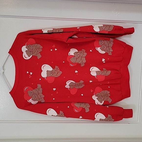 Cute retro vintage sweater valentines hearts bears theme graphic print crewneck - Picture 9 of 12